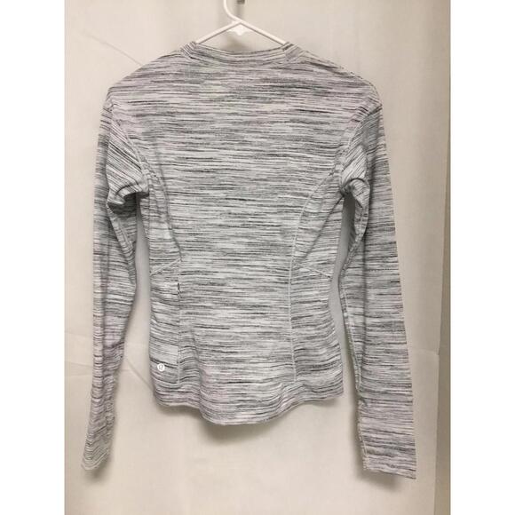 [174]Lululemon Shirt Women XS Gray Striped Long Sleeve Wrap Hem Athletic Running - Picture 3 of 5
